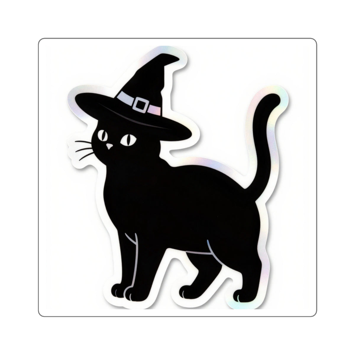 'Witch's Familiar' Holographic Black Cat Sticker, 4in Die-Cut