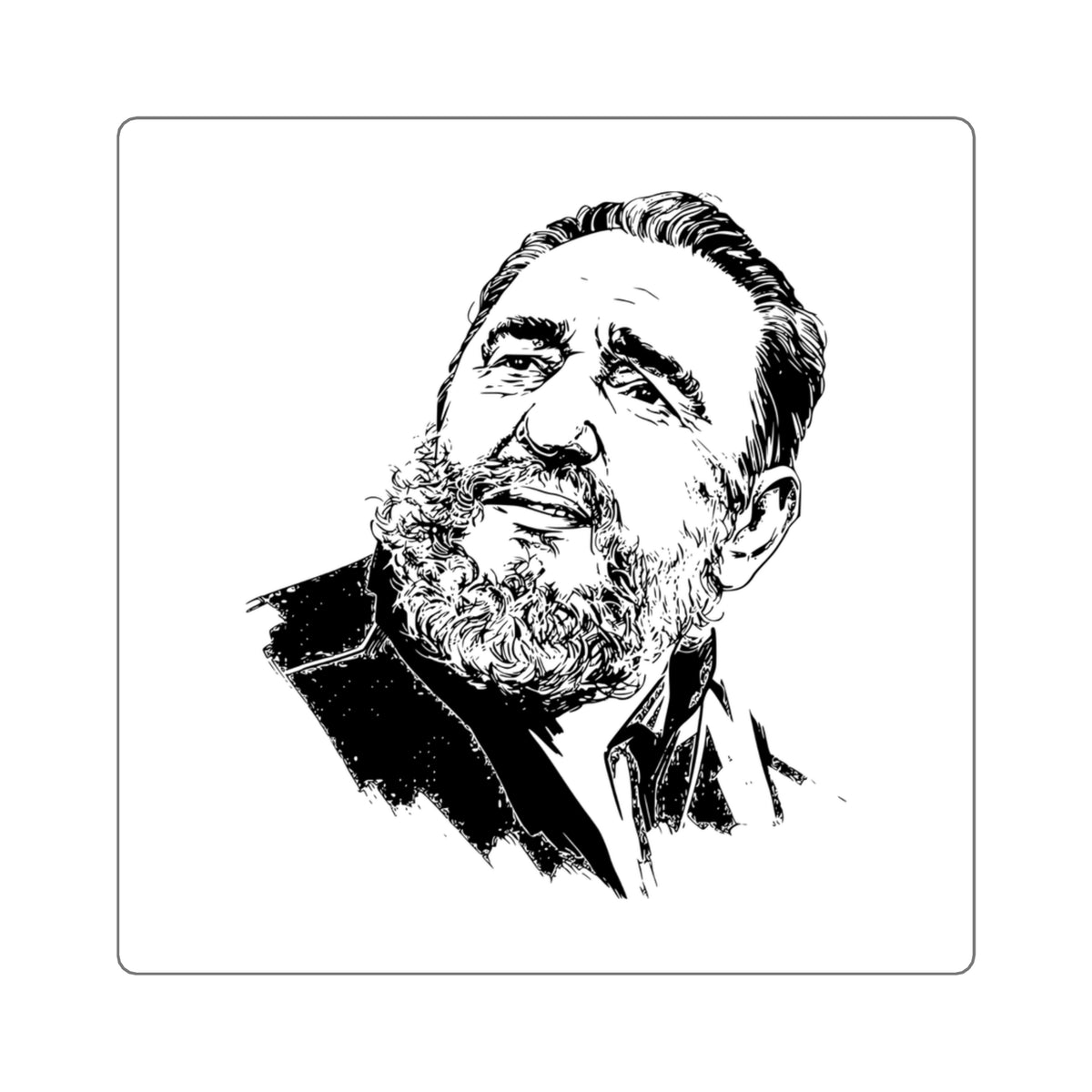 Fidel Castro Sketch Portrait Decal, 4-5in Vinyl Sticker