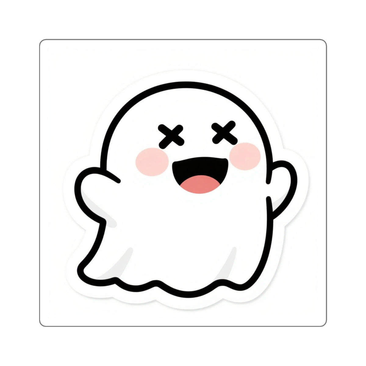 'Boo!' Cross-Eyed Ghost Die-Cut Sticker, 3in Vinyl Decal