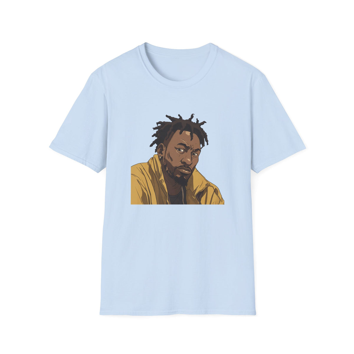 Hip Hop Artist Portrait Graphic Tee, Illustrated Dreadlocks Art