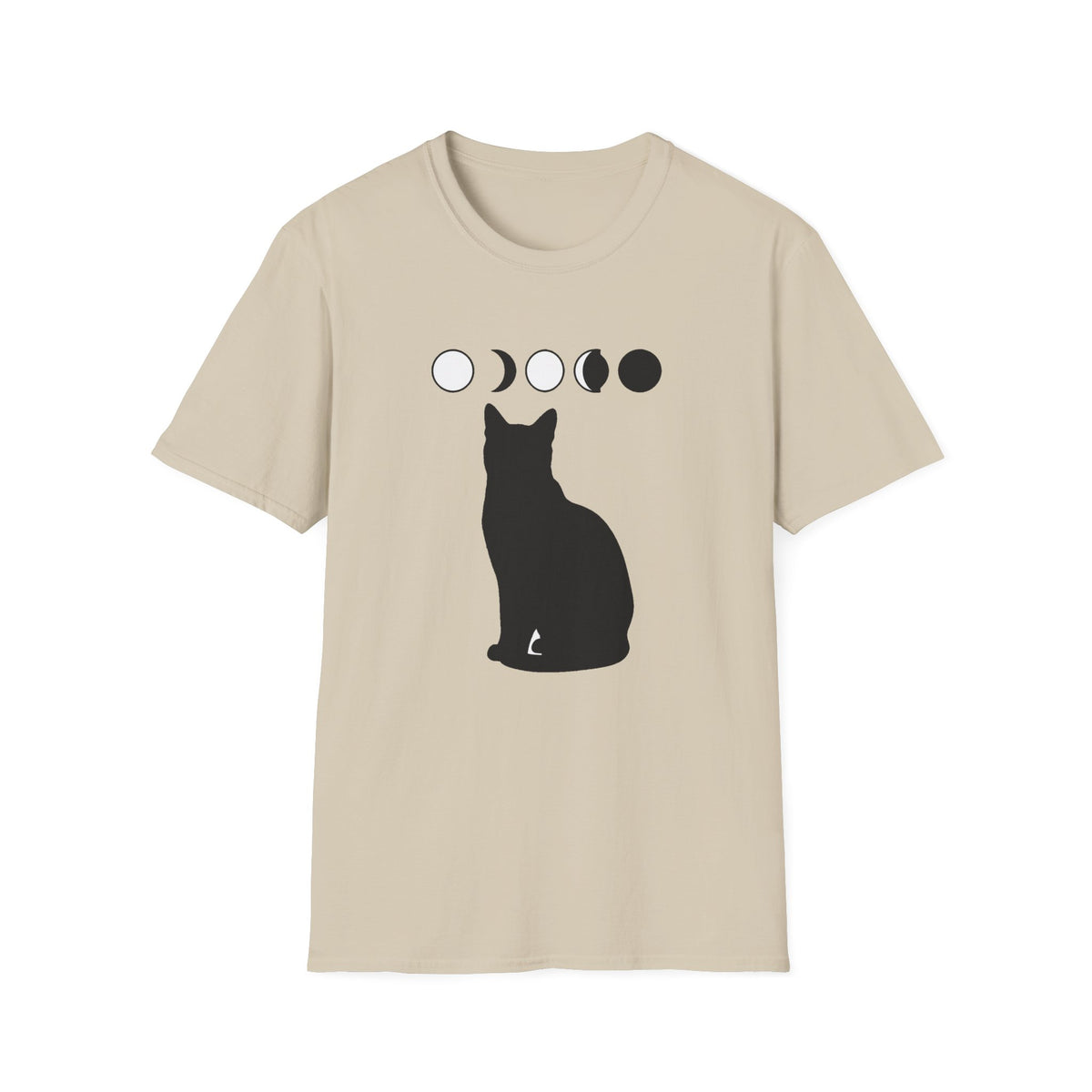 'Spellbound' Black Cat & Moon Phase Tee, Witchy Fall Graphic Shirt