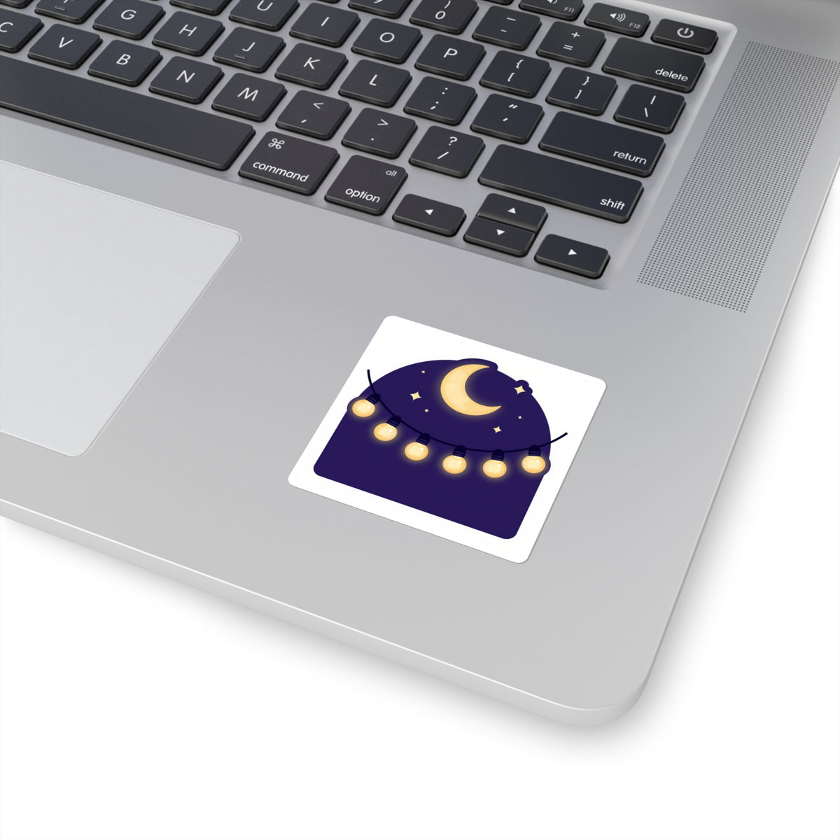 Golden Hour Market Night Holographic Sticker — String Lights, 3.5in
