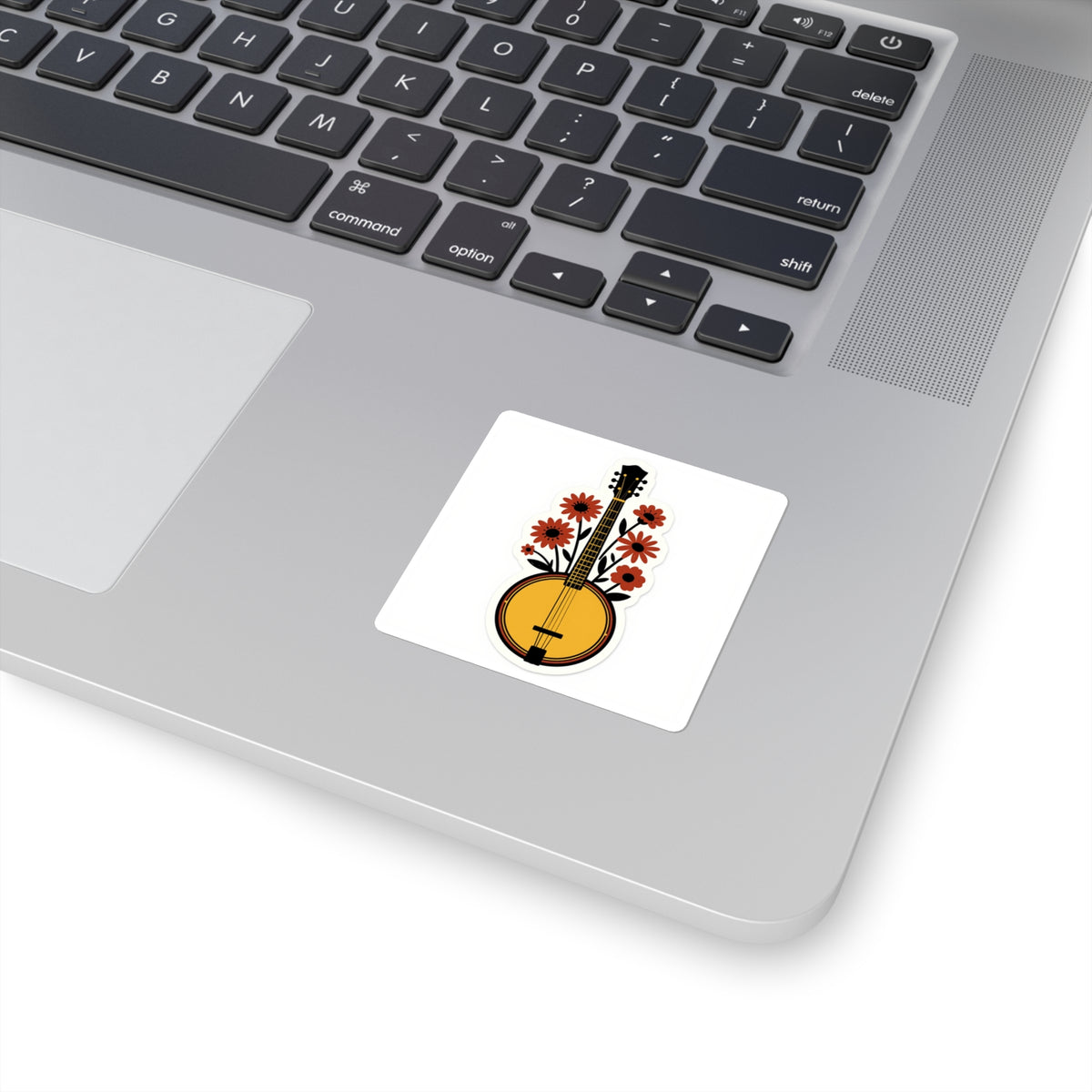 'Pickin' & Grinnin'' Banjo Sticker, 3in Folk-Art Bluegrass Decal