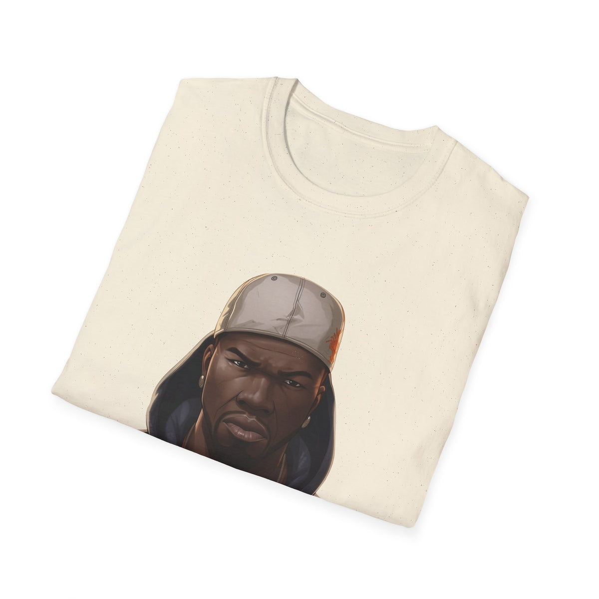 Hip Hop Artist Cartoon Portrait Graphic Tee, Black Streetwear Shirt