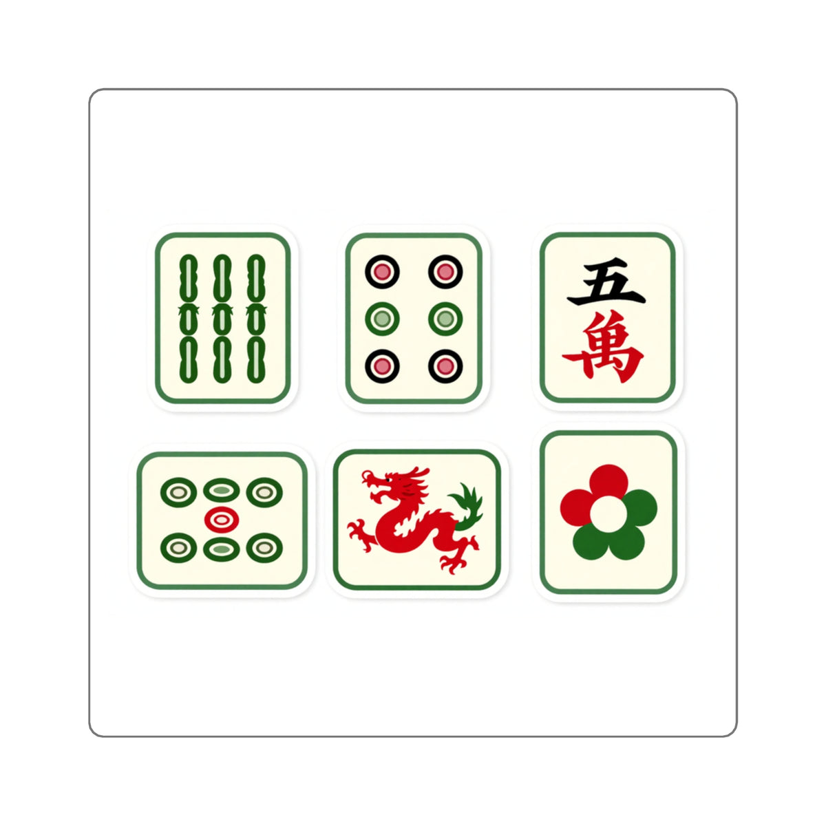 'Mahjong Night' Tile Sticker Sheet, Kiss-Cut 4x6in Decals