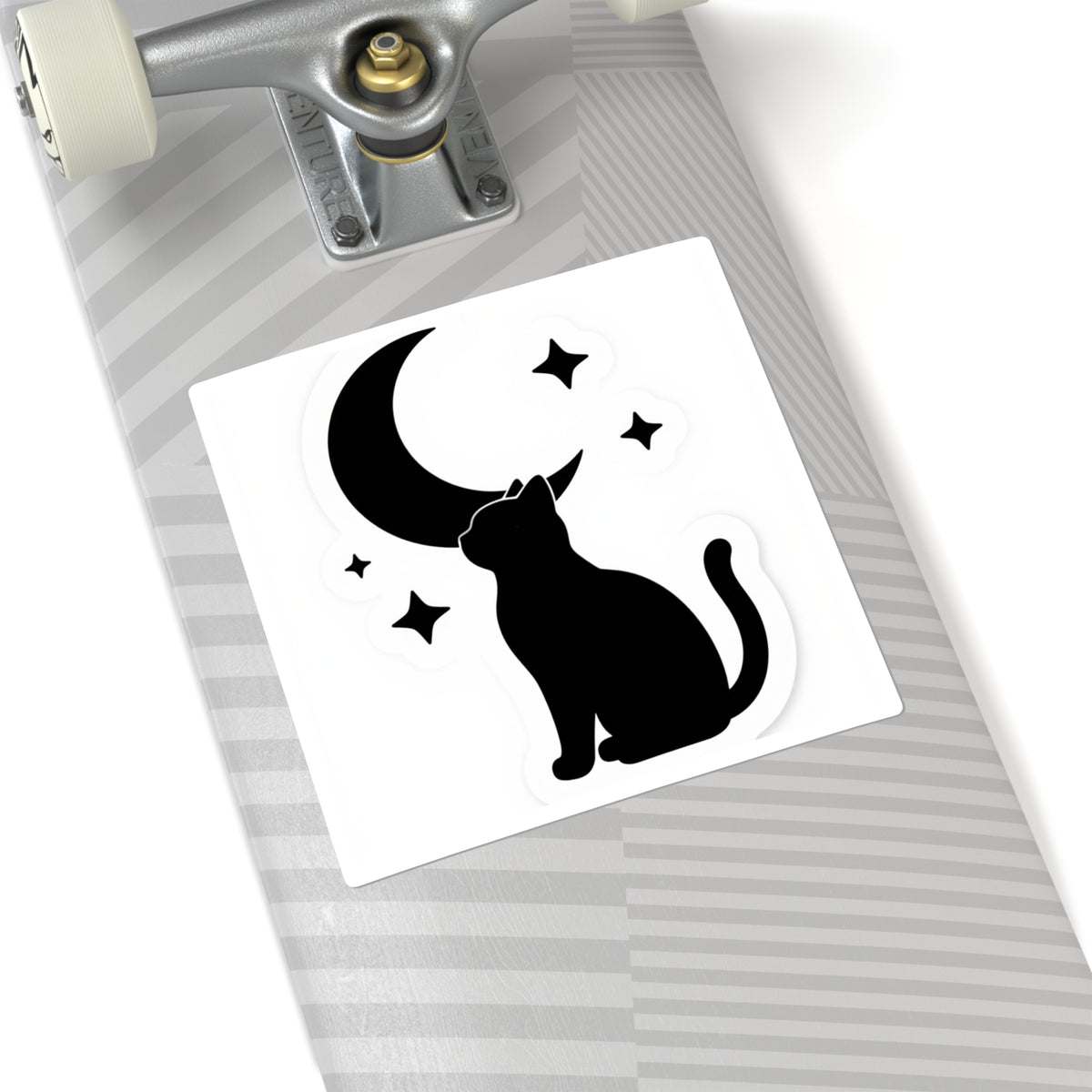 Black Cat & Crescent Moon Sticker, 3.5in Witchy Vinyl Decal