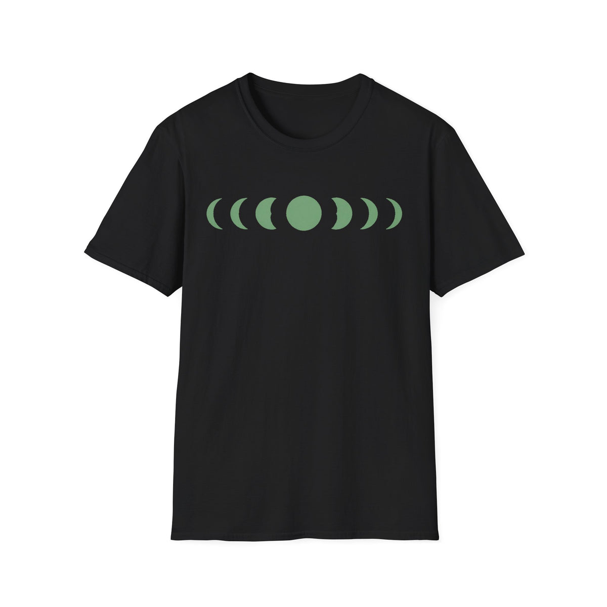 Moonphase Study Line-Art Tee, Sage on Cream Unisex Softstyle