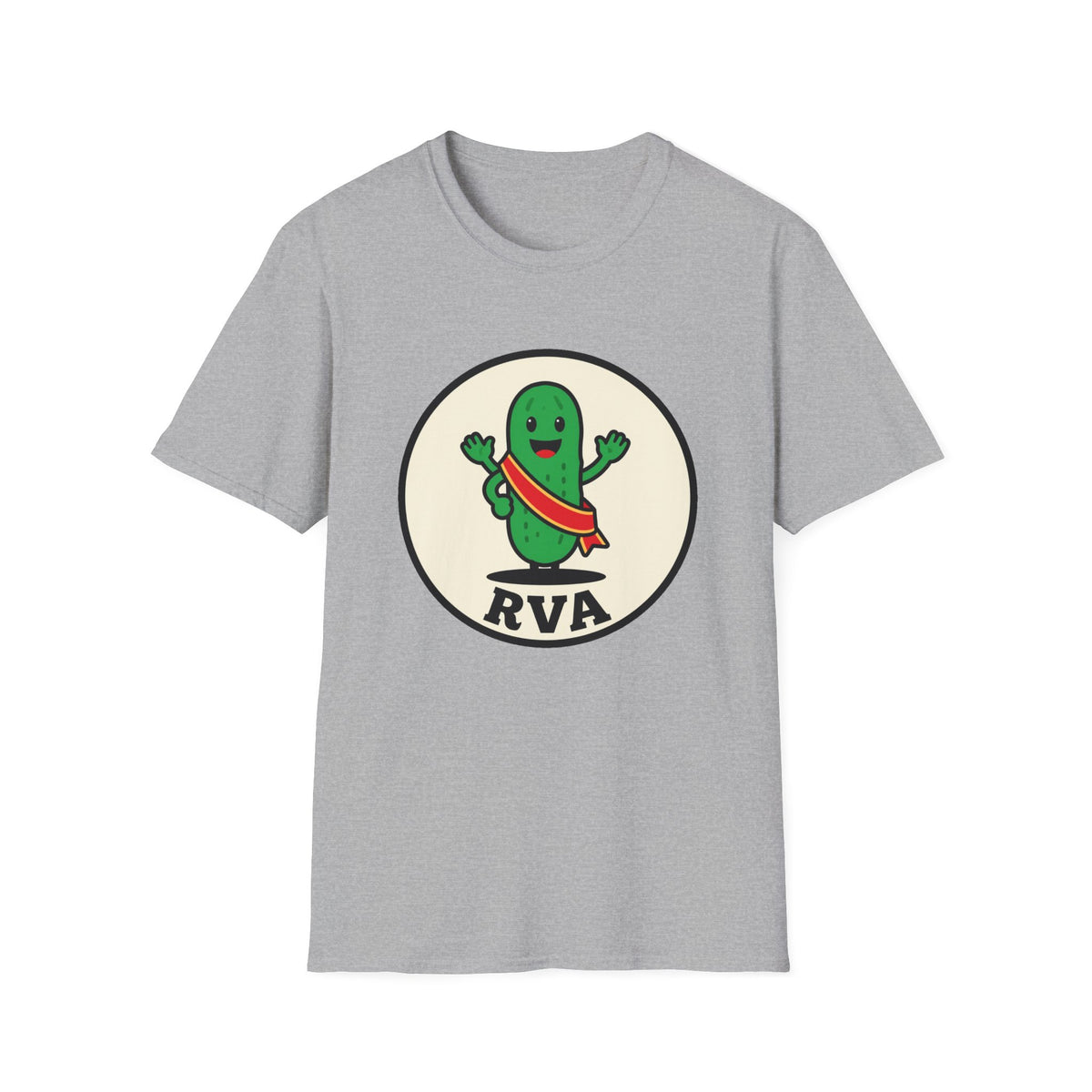 'Pickle Parade RVA' Green Pickle Mascot Tee, Unisex Softstyle