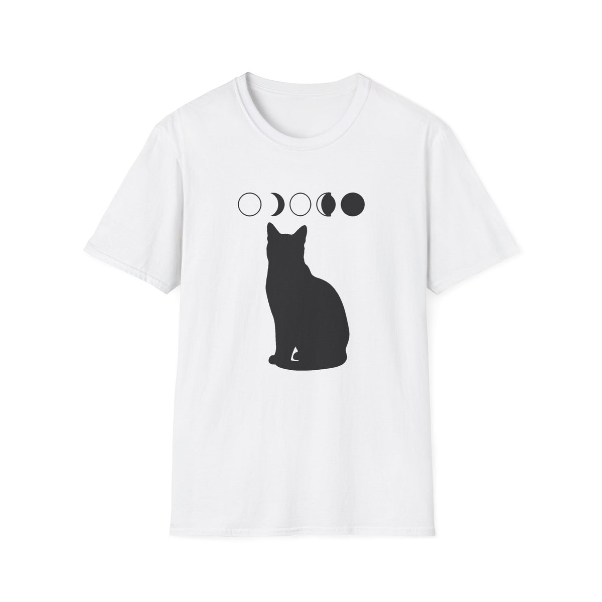 'Spellbound' Black Cat & Moon Phase Tee, Witchy Fall Graphic Shirt