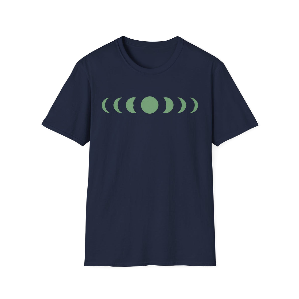 Moonphase Study Line-Art Tee, Sage on Cream Unisex Softstyle