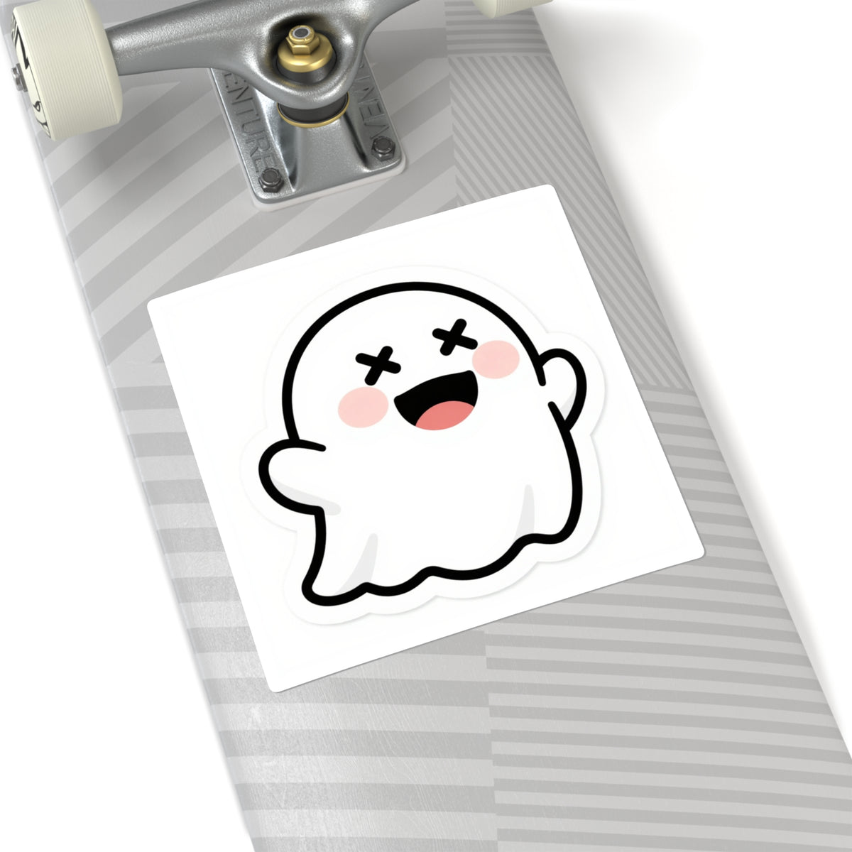 'Boo!' Cross-Eyed Ghost Die-Cut Sticker, 3in Vinyl Decal