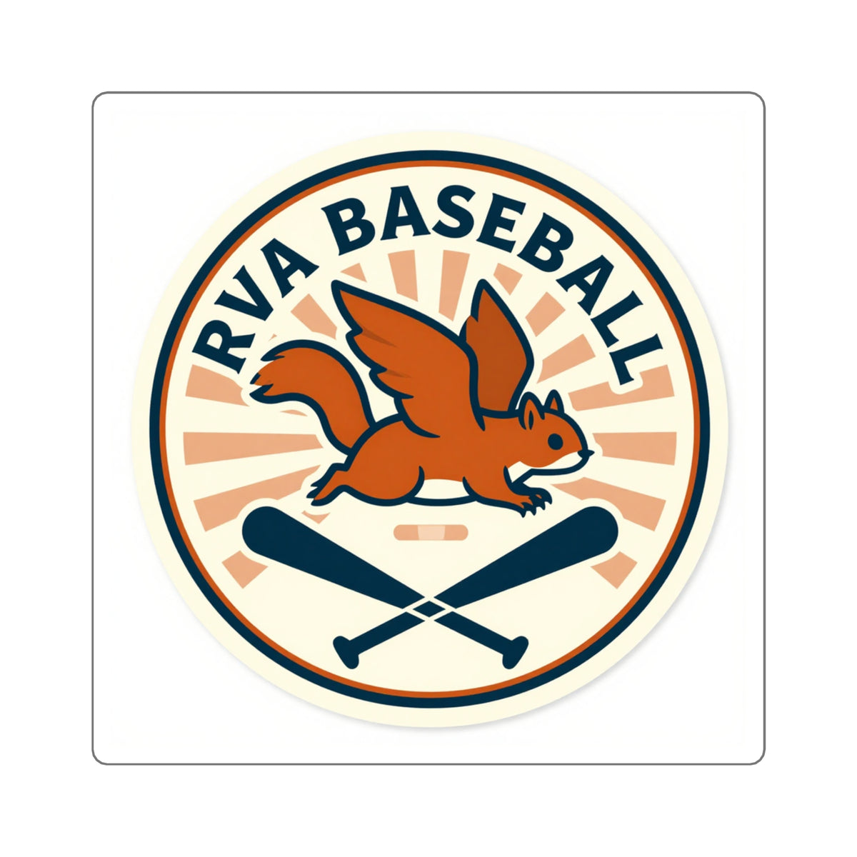 Flying Squirrel RVA Baseball Sticker, 3in Kiss-Cut Vinyl Decal