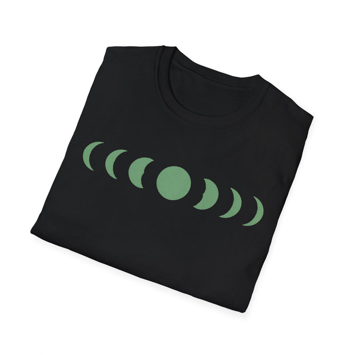 Moonphase Study Line-Art Tee, Sage on Cream Unisex Softstyle