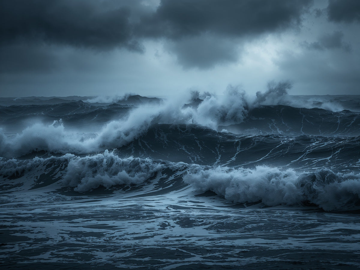 Massive Dark Waves Crashing Metal Print