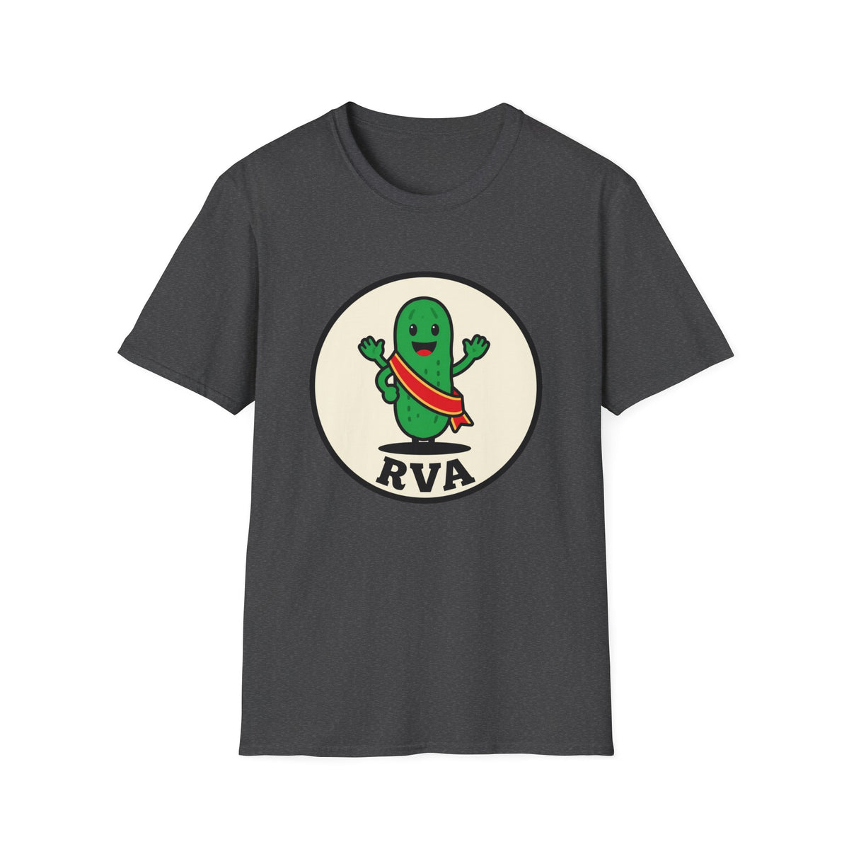 'Pickle Parade RVA' Green Pickle Mascot Tee, Unisex Softstyle