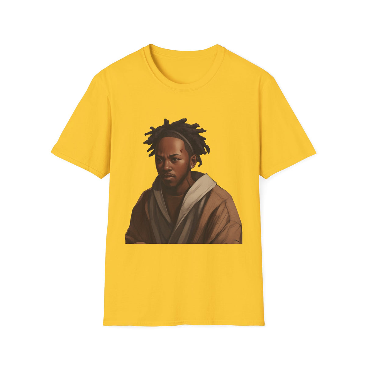 Locs & Hoodie Portrait Tee — Streetwear Hip-Hop Graphic Shirt