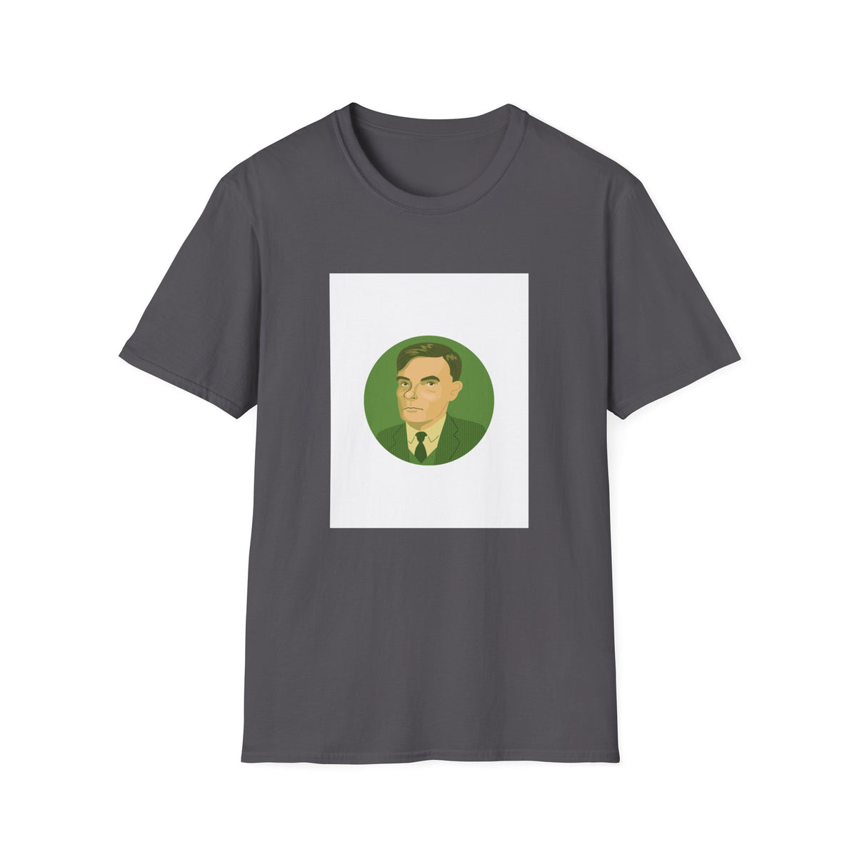 Alan Turing Portrait Tee, Green Line-Art Computer Science Shirt