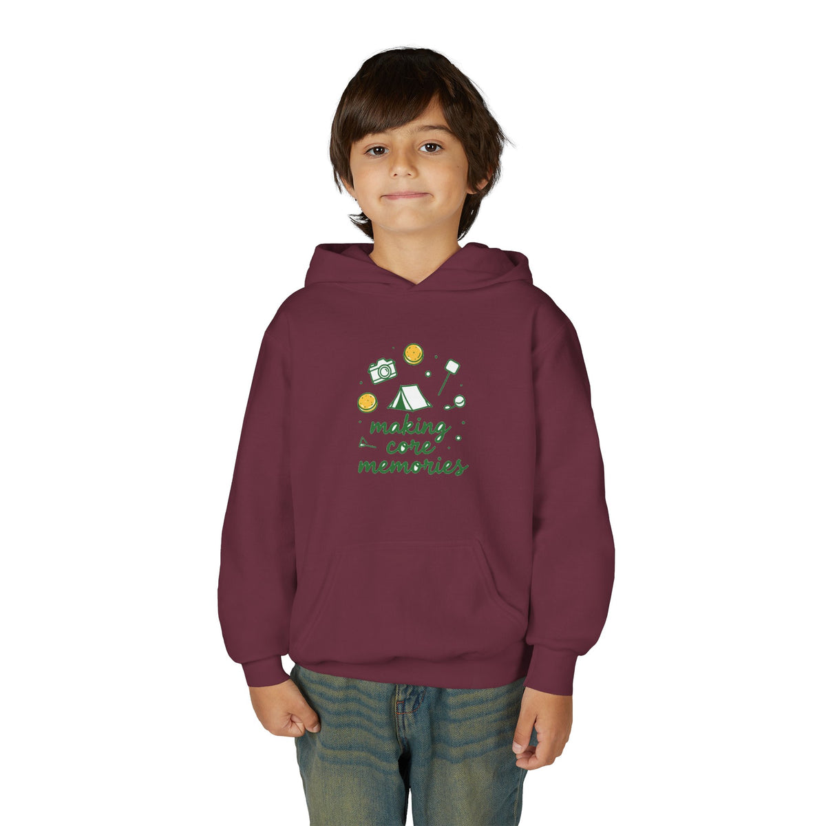 Making Core Memories Kids Hoodie - Camping Doodle Graphic