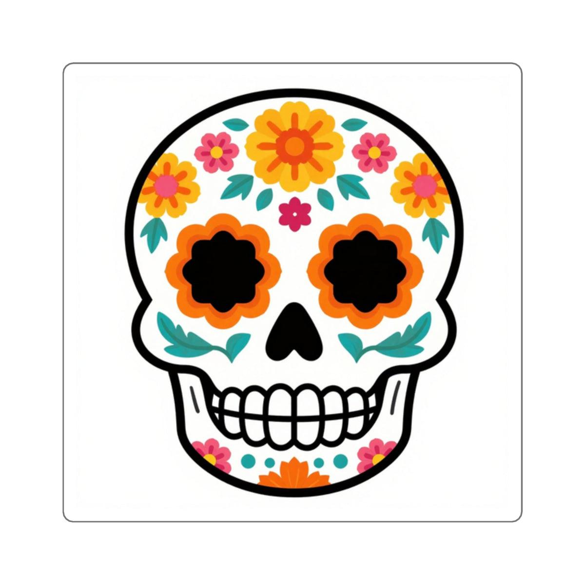 'La Calavera Bloom' Sugar Skull Die-Cut Sticker, 4in Vinyl