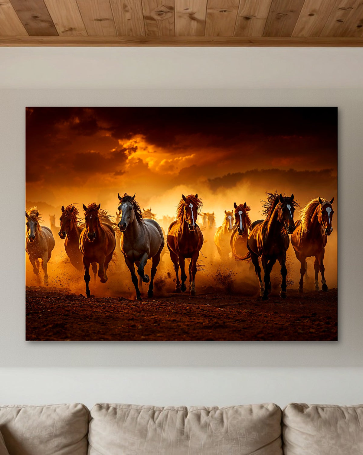Wild Horses at Sunset Metal Print