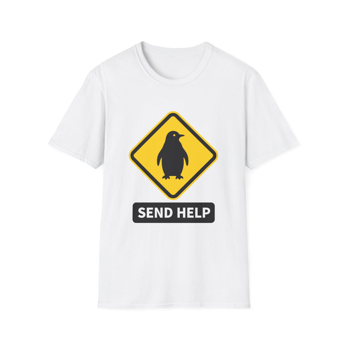 Deadpan Penguin "Send Help" Graphic Tee, Unisex Softstyle