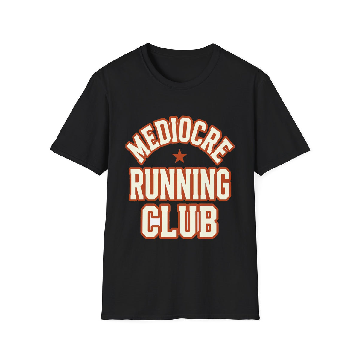 'Mediocre Running Club' Retro Varsity Tee - RVA Runner Humor Shirt