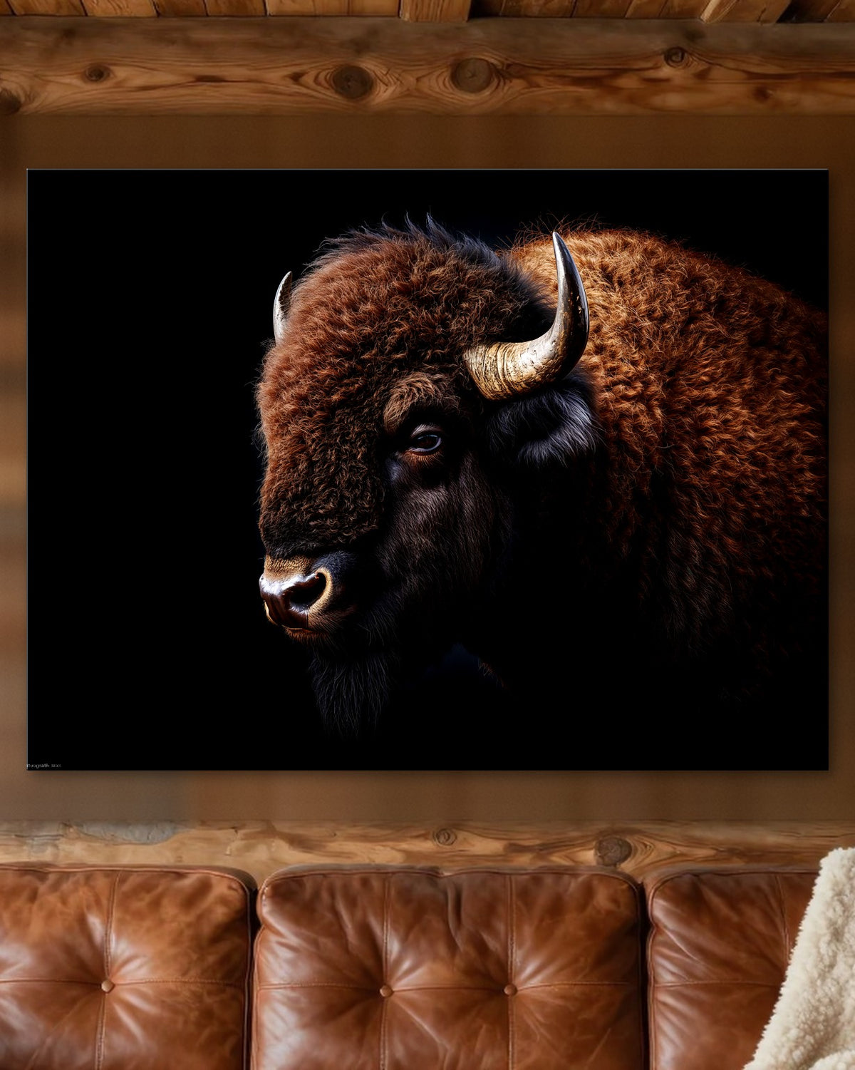 American Bison Head Portrait Metal Print
