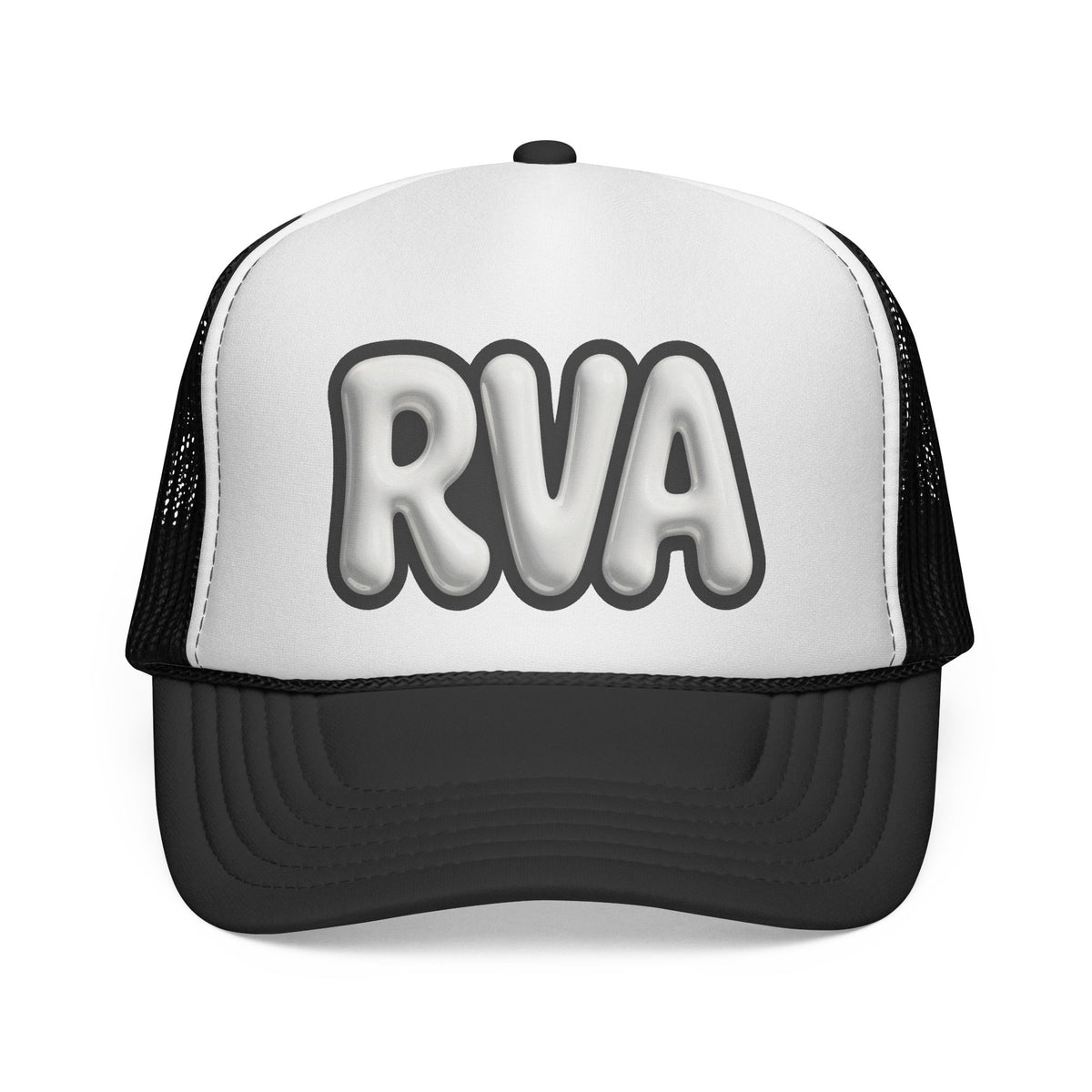 'RVA' Chrome Bubble Letter Trucker Hat, Y2K Snapback Cap