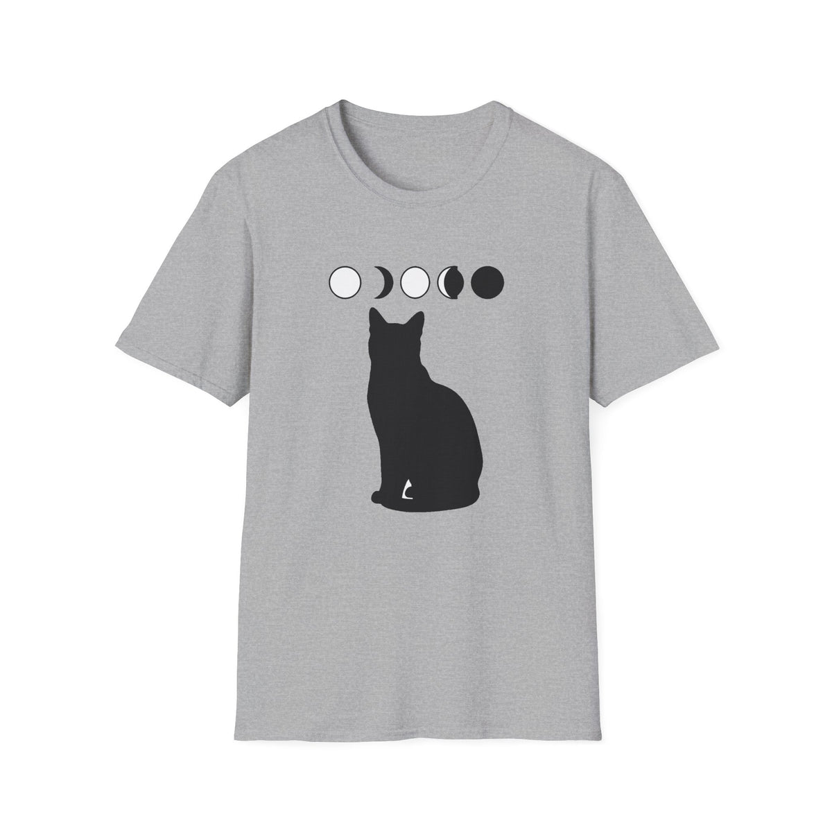 'Spellbound' Black Cat & Moon Phase Tee, Witchy Fall Graphic Shirt