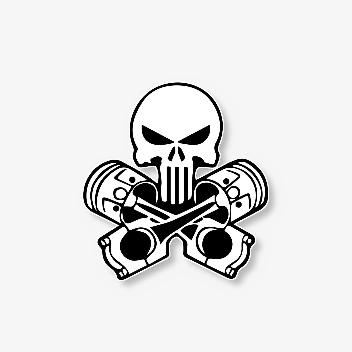 Skull and Crossed Pistols Car Decal -- Laminated