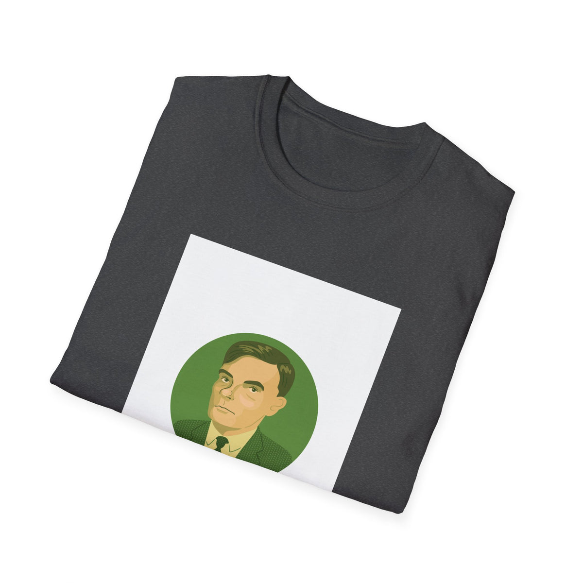 Alan Turing Portrait Tee, Green Line-Art Computer Science Shirt