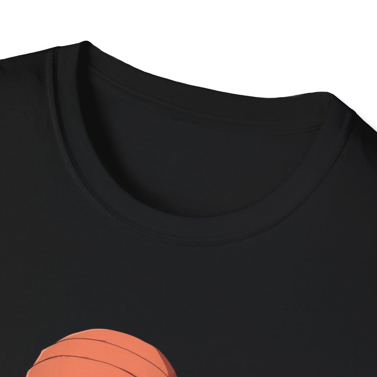 Anime Urban Character Orange Beanie Graphic Tee, Black DTF Print