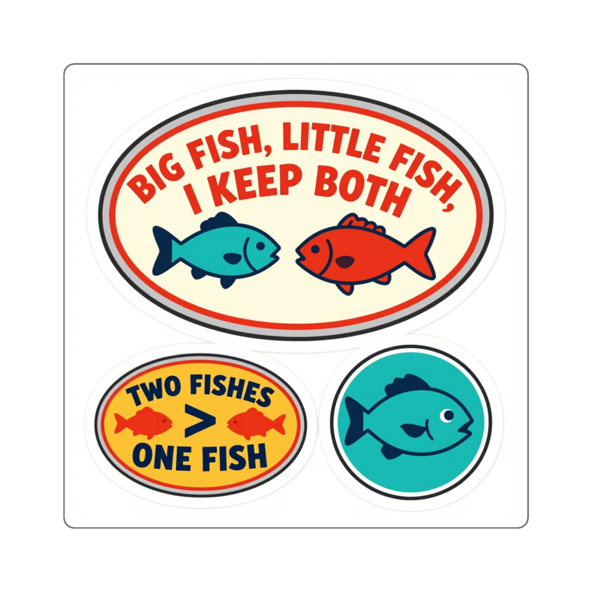 'Big Fish, Little Fish, I Keep Both' Kiss-Cut Sticker Sheet, 4x6in