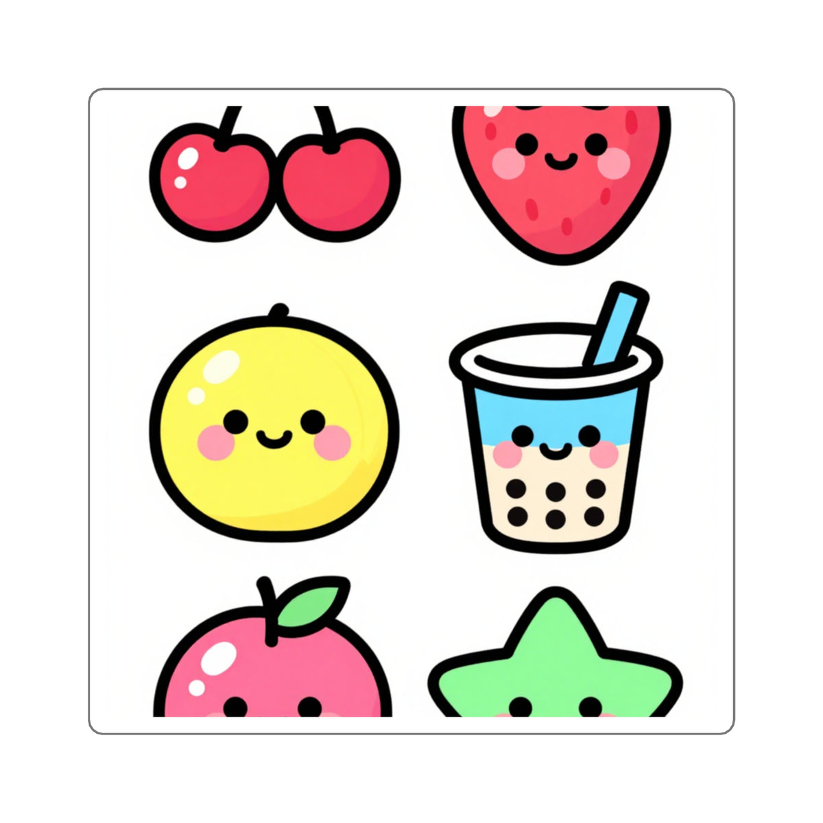 'Sugar Rush' Kawaii Fruit Sticker Sheet, 4x6in Y2K Cutecore Stickers