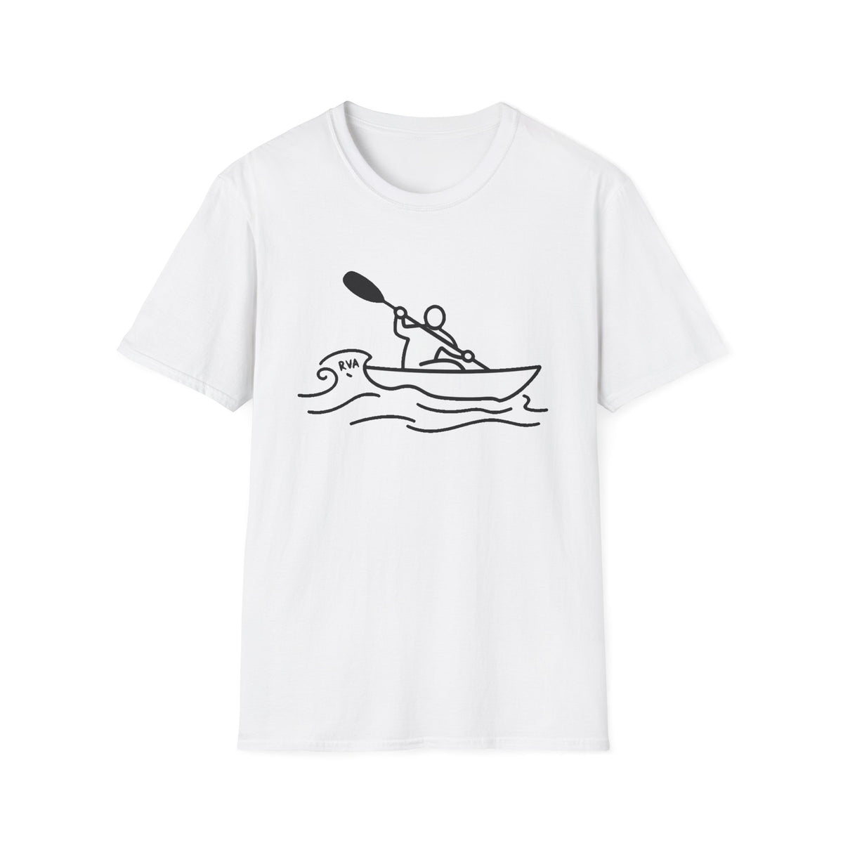 'Paddle RVA' Kayaker Line Art Tee, James River Unisex Softstyle Shirt