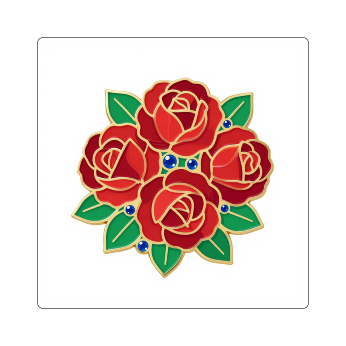 Oversized Brooch Bloom Vinyl Decal, 3in Faux Enamel Pin Look