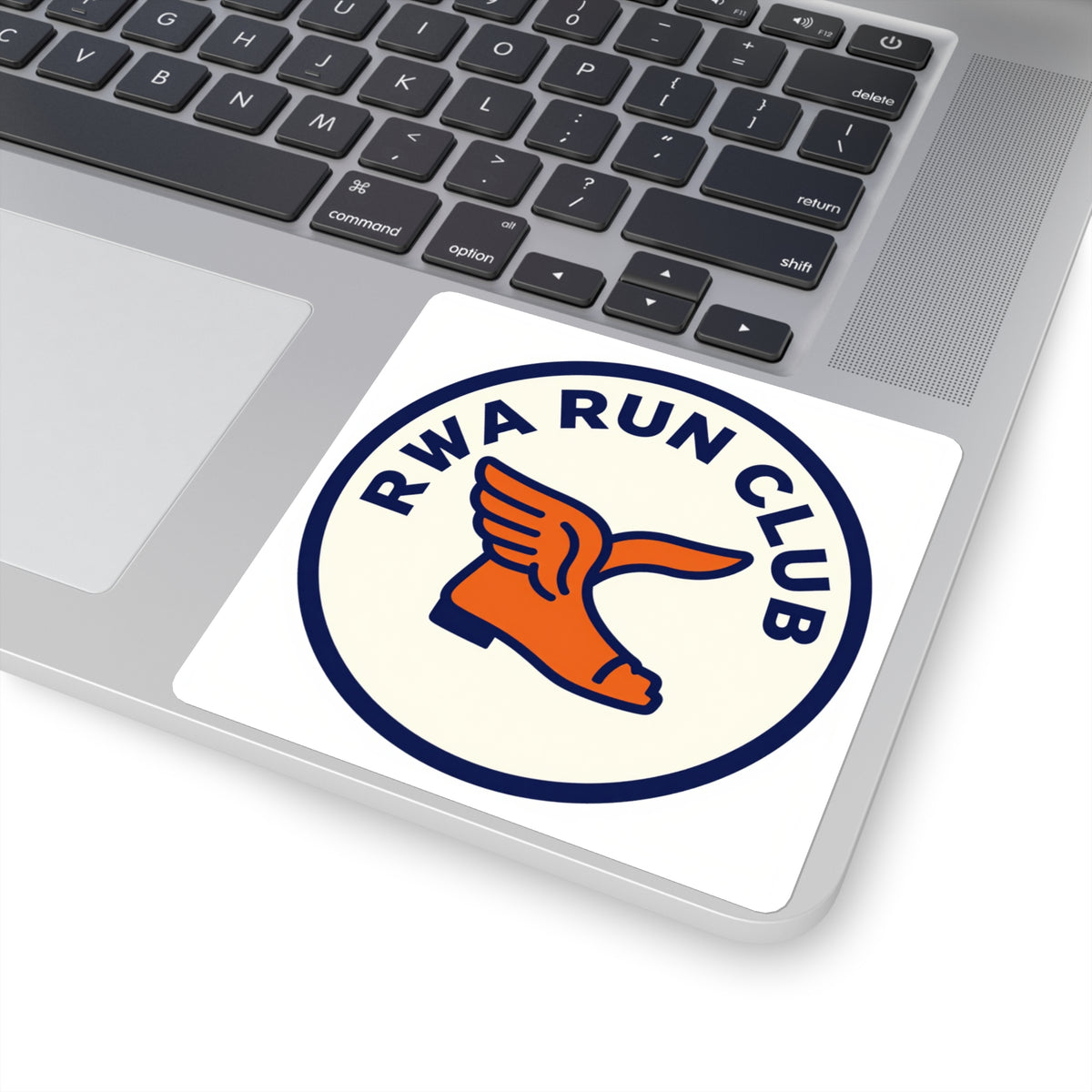 'RVA Run Club' Winged-Foot Die-Cut Sticker, 3in, Water Bottle