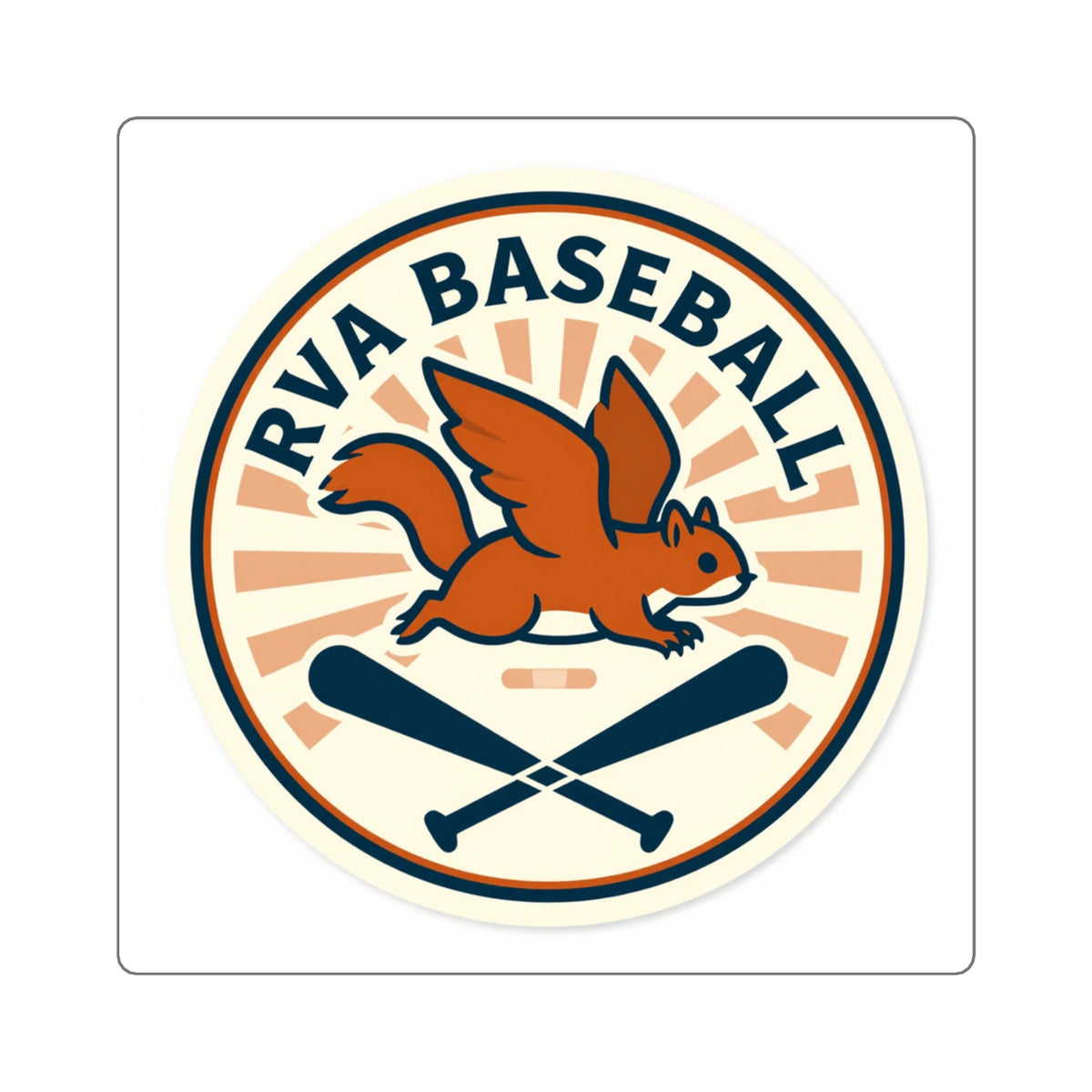 Flying Squirrel RVA Baseball Sticker, 3in Kiss-Cut Vinyl Decal