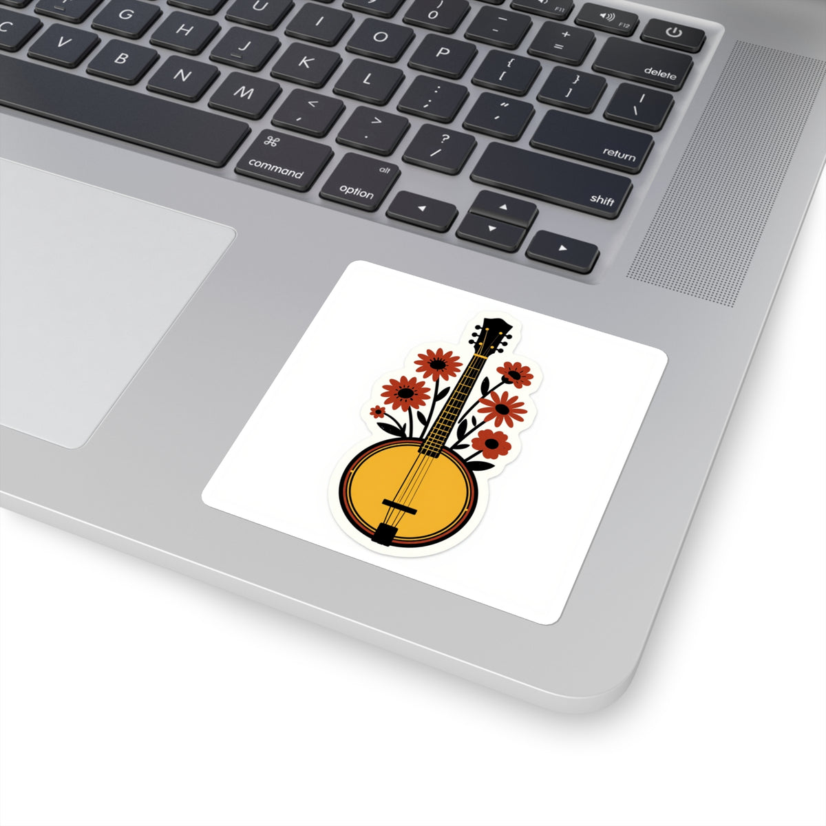 'Pickin' & Grinnin'' Banjo Sticker, 3in Folk-Art Bluegrass Decal