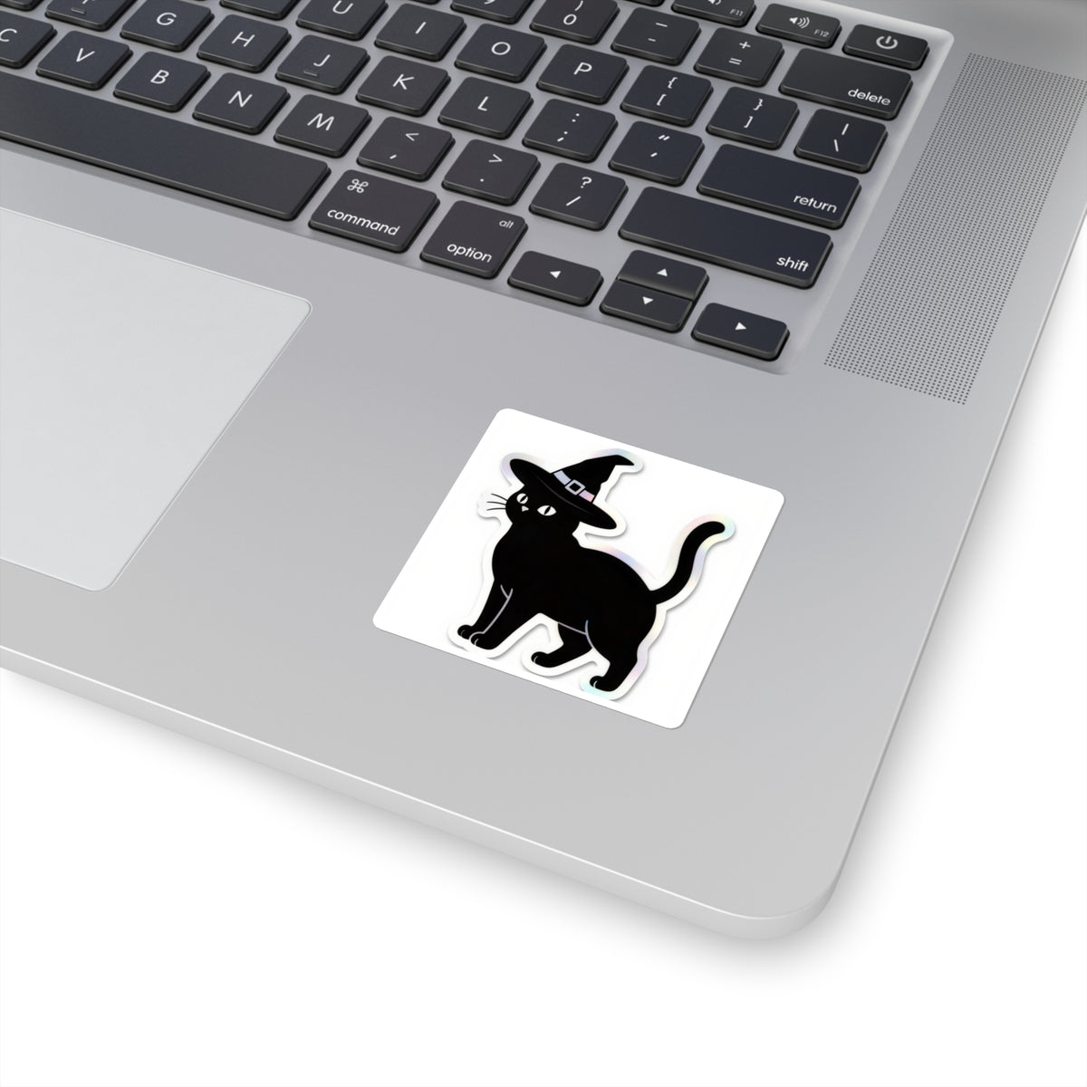 'Witch's Familiar' Holographic Black Cat Sticker, 4in Die-Cut