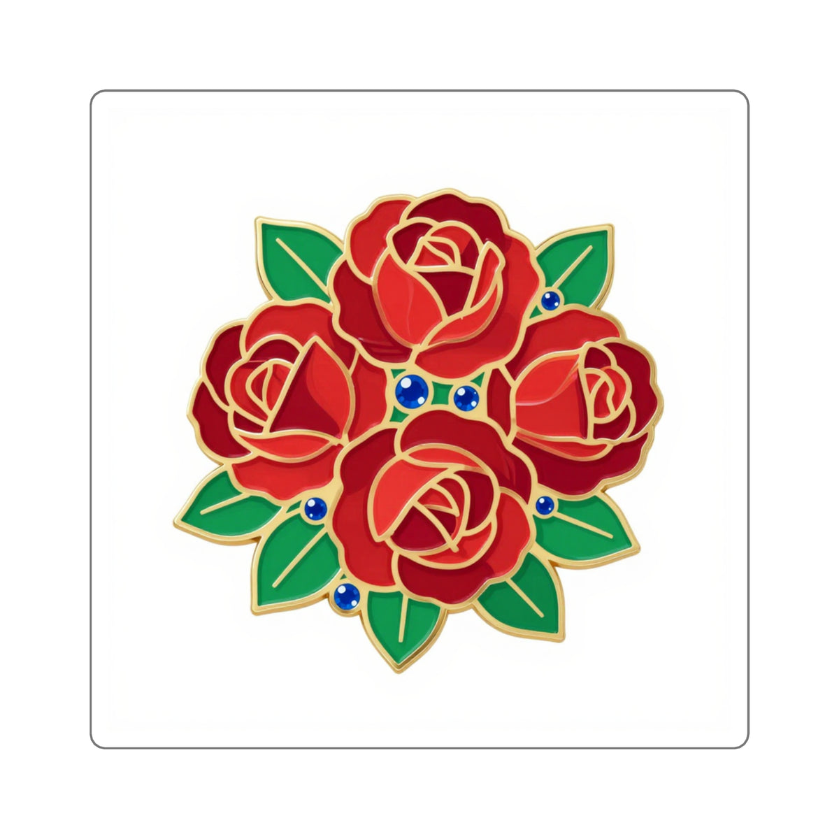Oversized Brooch Bloom Vinyl Decal, 3in Faux Enamel Pin Look