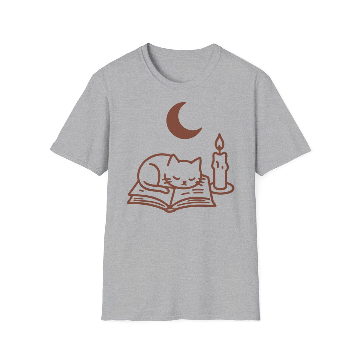 Dark Academia Book & Cat Line-Art Tee, Cozy Bookish Fall Graphic