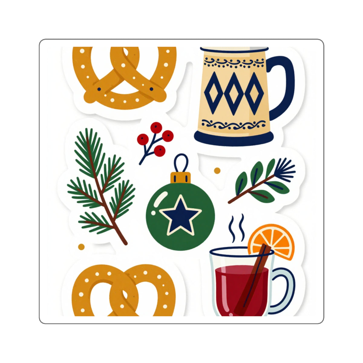 'Mulled Wine & Pine' Holiday Market Sticker Sheet, 4x6in Kiss-Cut