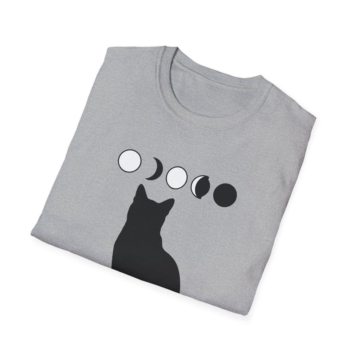 'Spellbound' Black Cat & Moon Phase Tee, Witchy Fall Graphic Shirt