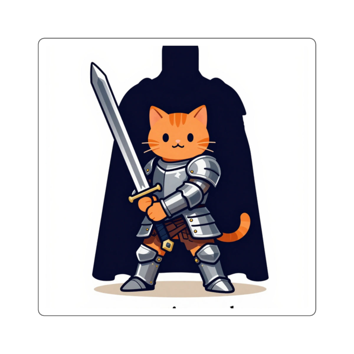 'Protecting My Heart' Armored Kitten Knight Sticker, 3.5in