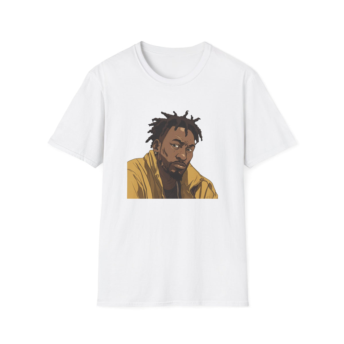 Hip Hop Artist Portrait Graphic Tee, Illustrated Dreadlocks Art