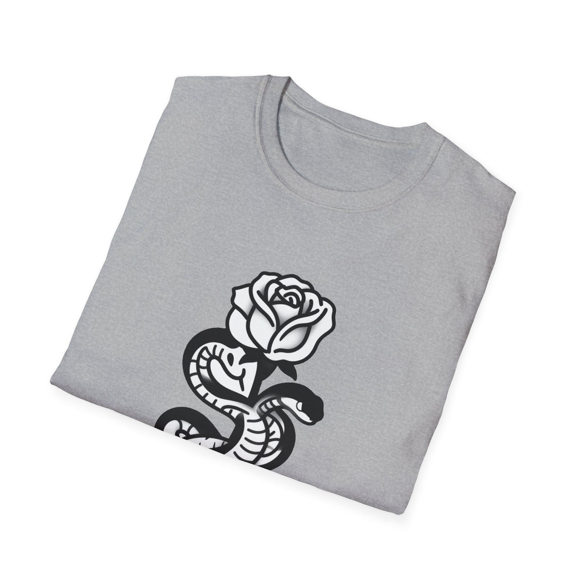 'Villain Era' Snake & Rose Line-Art Chest Print Tee, Black