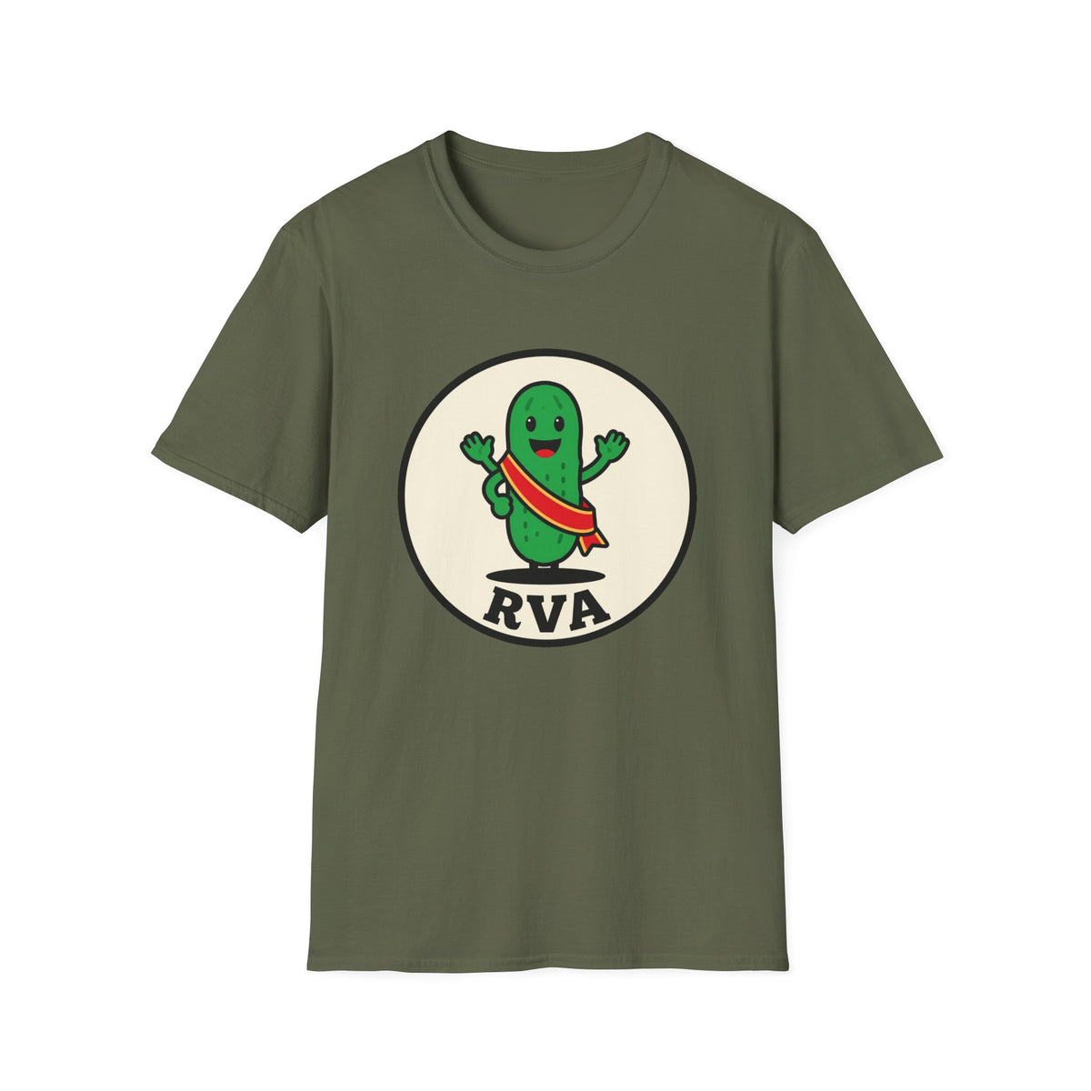 'Pickle Parade RVA' Green Pickle Mascot Tee, Unisex Softstyle
