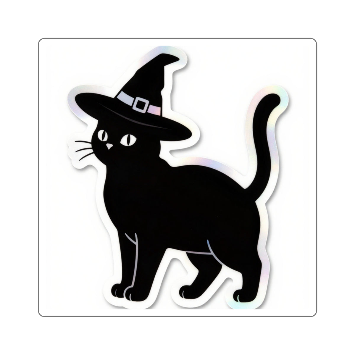 'Witch's Familiar' Holographic Black Cat Sticker, 4in Die-Cut