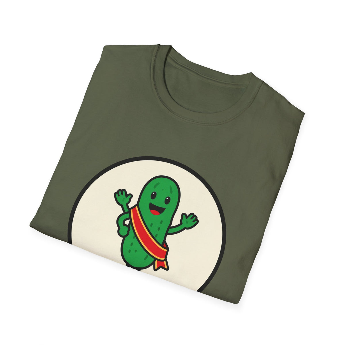 'Pickle Parade RVA' Green Pickle Mascot Tee, Unisex Softstyle